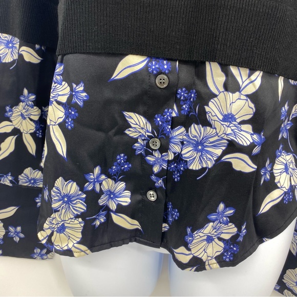 Veronica Beard | Nina Layered Slim-fit Jumper Mixed Media Sweater Silk Wool | S - Picture 5 of 13